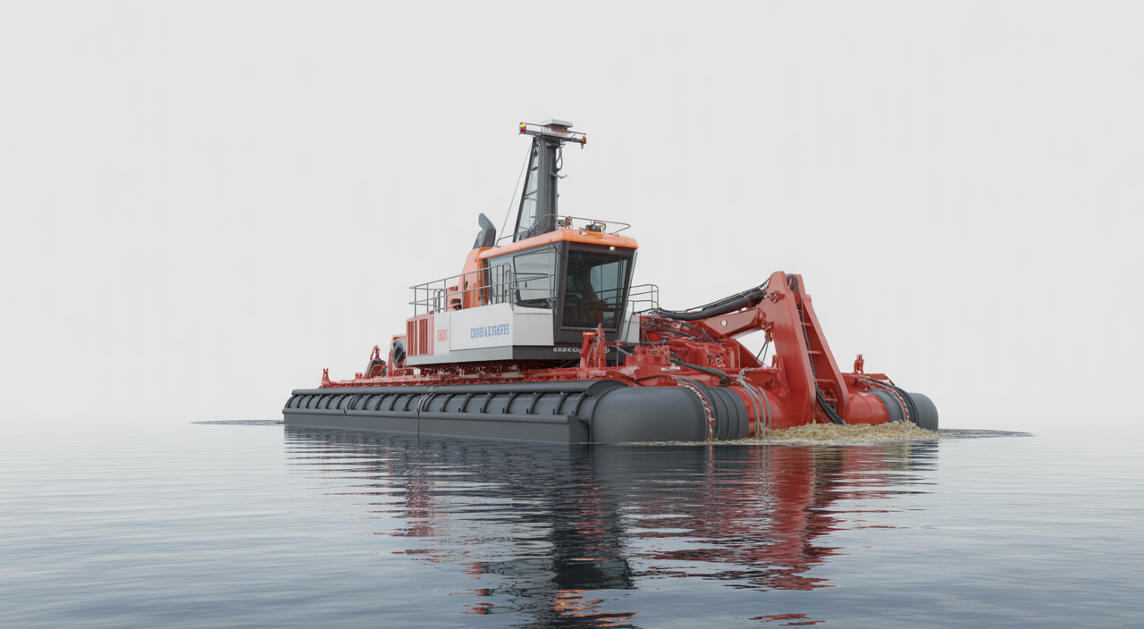 A modern cutter suction dredge operating in clear water, representing efficient dredging solutions.