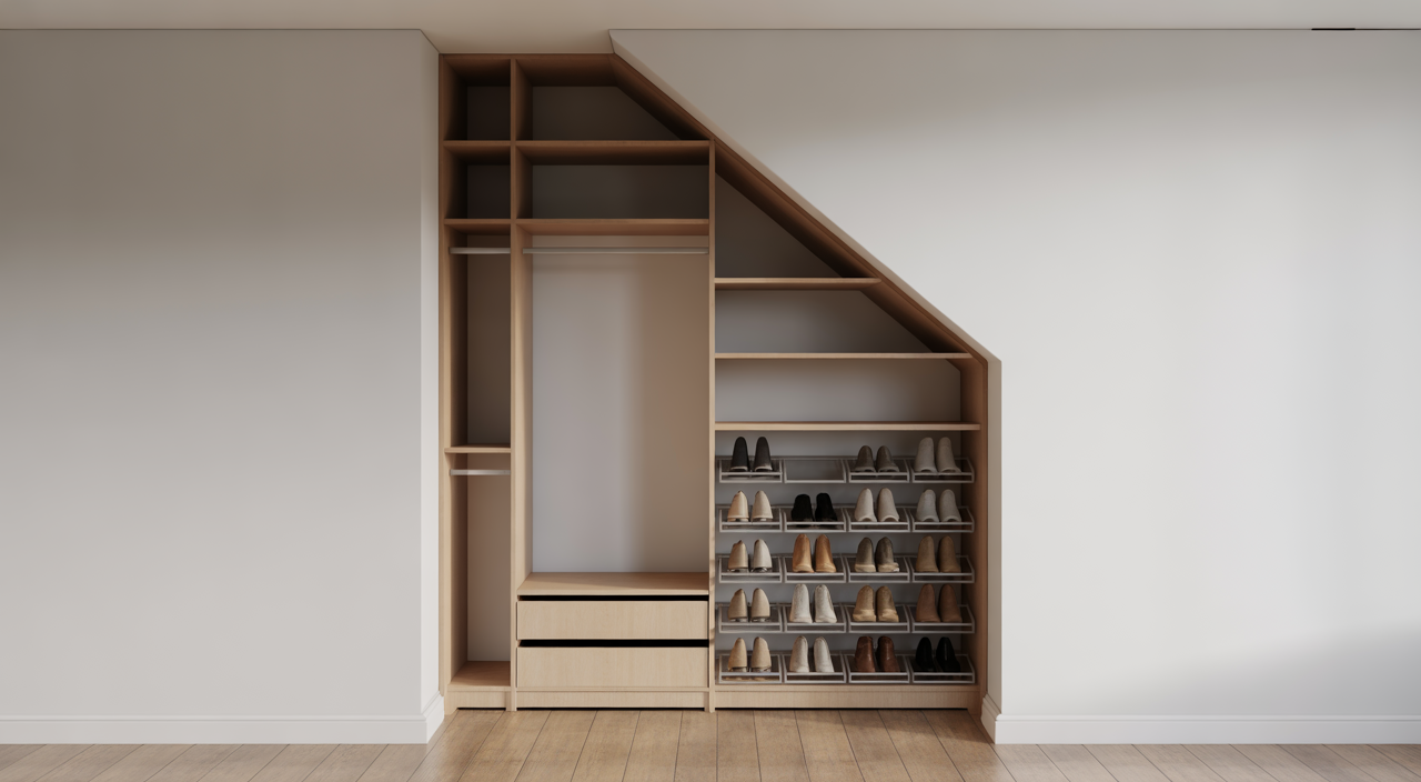 bespoke walk in wardrobe with custom storage design